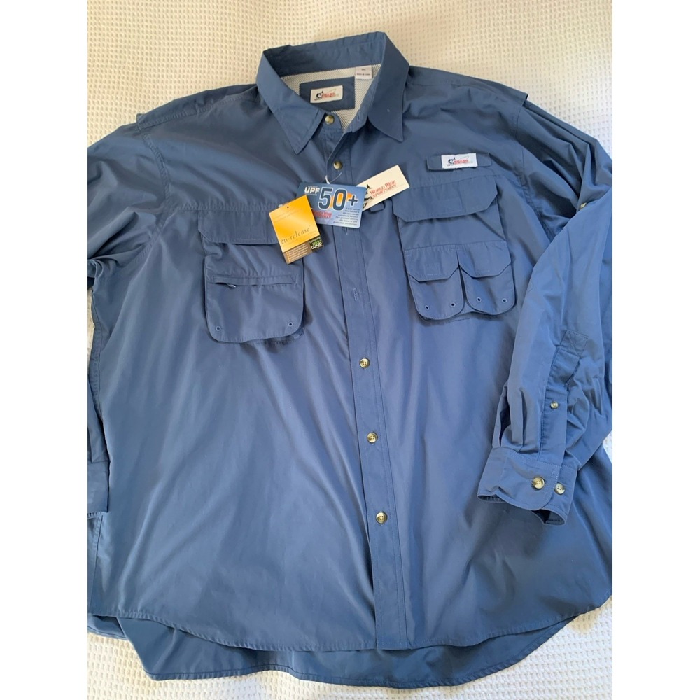 NWT World‎ Wide Sportsman Men's  Angler Long Sleeve Shirt Blue 3XL